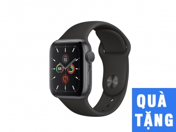 Apple Watch Series 5 vỏ nhôm màu xám - dây sport màu đen - 44mm - (GPS, Space Grey Aluminium Case with Black Sport Band) - Hàng Chính Hãng VNA