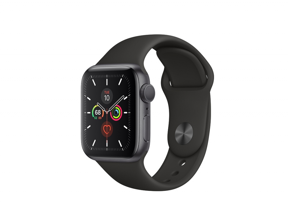 Apple Watch Series 5 vỏ nhôm màu xám - dây sport màu đen - 44mm - (GPS,  Space Grey Aluminium Case with Black Sport Band) - Hàng Chính Hãng VNA